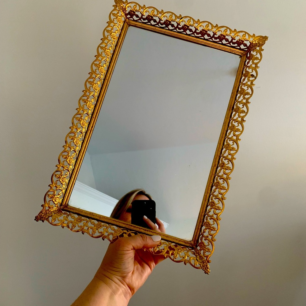 Vintage mirrored vanity tray